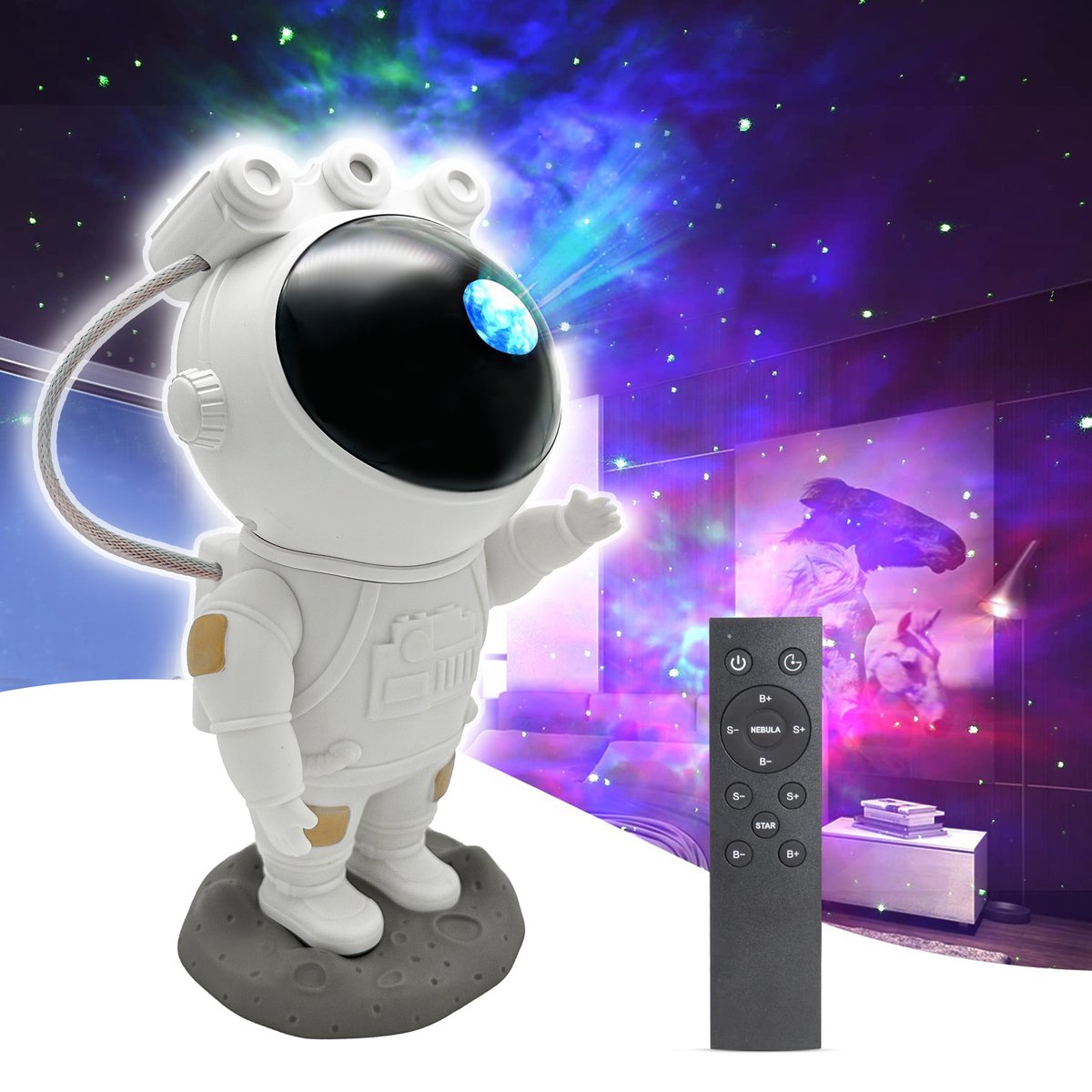 BELLAVITA ® Astronaut Sterren Projector - Galaxy Projector - Sterrenhemel - Astronaut - Lamp - Sterren - Nachtlamp - Kind - Kinderen - Kids - Lamp voor kids – foto 2