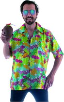 Funny Fashion - Hawaii & Carribean & Tropisch Kostuum - Herkend Worden Aan De Veren Hawaii Shirt Man - Multicolor - Maat 56-58 - Carnavalskleding - Verkleedkleding