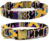 Bohemian Ibiza halsband hond - maat S - 23 - 35 cm - verstelbaar - halsband voor kleine honden - ibiza stijl - zwart - paars - geel - blauw - wit - bohemi - boho