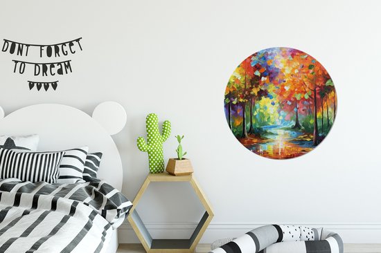 WallCircle - Cercle Mural - Cercle Mural - Paysage - Forêt - Couleurs - Nature - Aluminium - Dibond - 60x60 cm - Intérieur et Extérieur