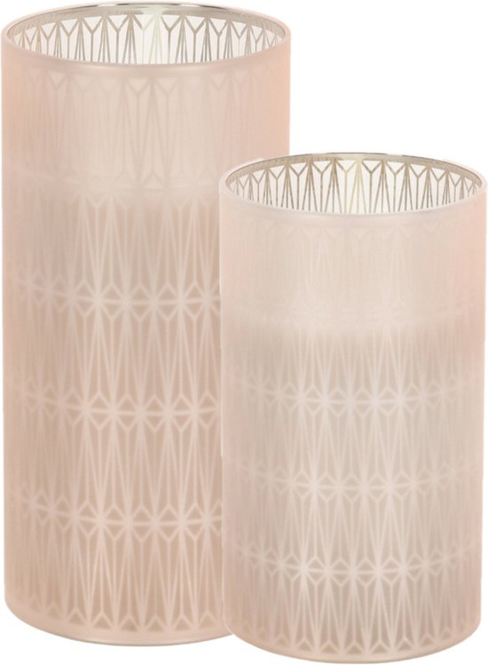 Luxe LED kaarsen in glas - set 2x st - 12,5 en 15 cm - warm wit
