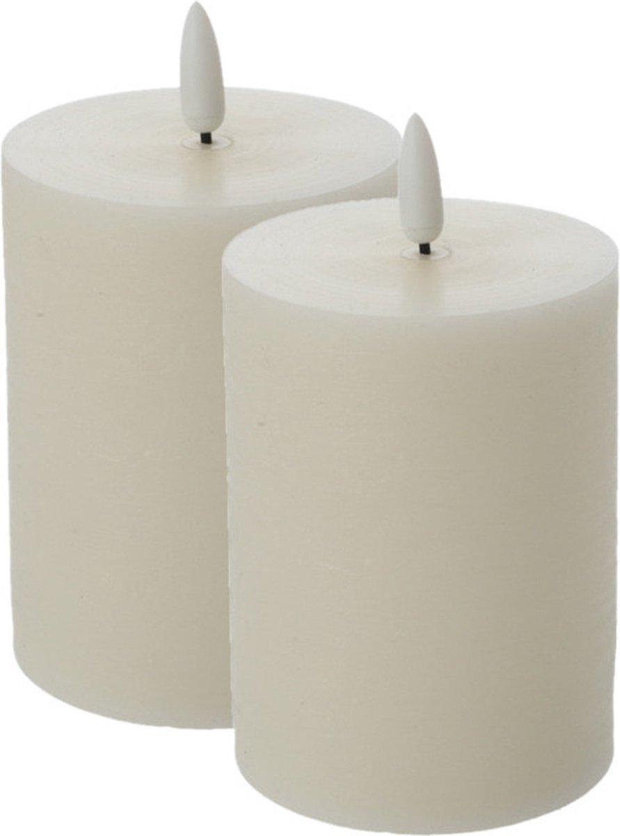 Cepewa LED kaars - 2x - creme wit - D7,5 x H10 cm -met timer
