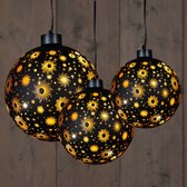 Boules de Noël lumineuses - set 3x pcs - cosmos noir - D10, D12, D15 cm - blanc chaud