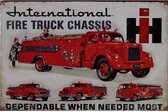 Metalen wandbord International Fire Truck - 20 x 30 cm