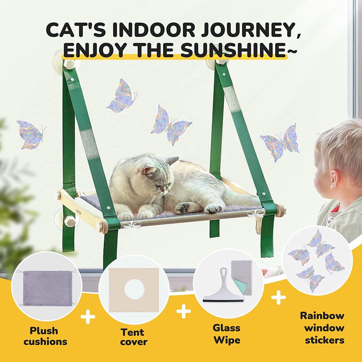 CATISM Katten hangmat vensterplaatsen voor katten, 50 x 36,5 cm