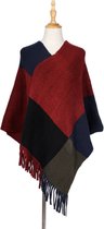 N3 Collecties Grote raster kleur bijpassende gebreide warme sjaal herfst en winter poncho's