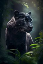 Zwarte Panter Poster | Panther Poster | Natuurposter | Dierenposter | 51x71cm | Geschikt om in te lijsten