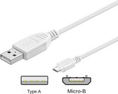 Micro USB naar USB A Kabel - 1 Meter - Male naar Male - Wit