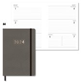 MGPcards - Agenda 2024 - A4 (30,5x21,5 cm) - Foliedruk - Week op 2 pagina's - Ruime Vakken - Antraciet-Zwart Honingraat