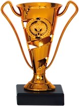Luxe trofee/prijs beker met sierlijke oren - brons - kunststof - 17 x 11 cm