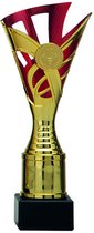 Trophée/coupe de Luxe - or/rouge - plastique - 18,5 x 9 cm - prix sportif