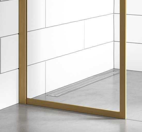 Aurlane Inloopdouche Edge 100x200cm - Mat Zwart Profiel - 6 mm Veiligheidsglas