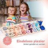 Houten educatieve puzzel - 3-in-1 Vorm/Aantal/Cijfer Puzzel - Montessori Speelgoed - Leren tellen - Oefenen met kleuren en getallen - Cijfers - Tellen - Rekenen - Educatief Speelgoed
