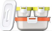 Zoku Neat Stack 7-teiliges Lebensmittelaufbewahrungs-Set, farbcodierte Nesting-Behalter mit innovativem Gefrierpack und auslaufsicheren Deckeln, mikrowellen-, gefrier- und spulmaschinenfest