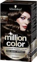 Schwarskopf - Million Color 3-65 - Haarverf Donker Bruin Chocolade - Nieuwe Formule - Luxurious Pigment Color - High Impact Intensity - Langdurige Kleurglans & Perfecte Grijsdekking - 1 Stuk