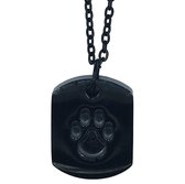 Ketting met As Hanger - Houd de herinnering aan je geliefde hond dichtbij - Premium staal in kleur zwart - Lengte ketting 60 cm, gedenkhanger 2.45 x 2 cm
