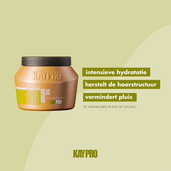 KayPro Argan Oil Masker 500 ml – Professionele Haarverzorging – Haarmasker voor Droog en Beschadigd Haar - Argan Olie Haar – met Arganolie