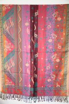 Meerkleurige cashmere sjaal met borduurwerk 70 x 180 cm