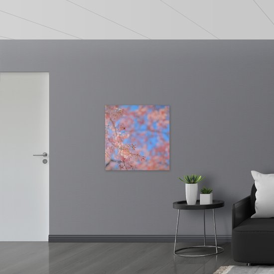 Poster (Mat) - Boom - Takken - Bloesem - Roze - 80x80 cm Foto op Posterpapier met een Matte look