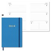 MGPcards - Agenda 2024 - A4 (30,5x21,5 cm) - Foliedruk - Week op 2 pagina's - Ruime Vakken - Blauw Honingraat