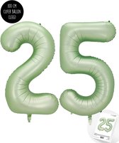 Cijfer Helium Folie Ballon XXL - 25 jaar cijfer - Olive - Groen - Satijn - Nude - 100 cm - leeftijd 25 jaar feestartikelen verjaardag