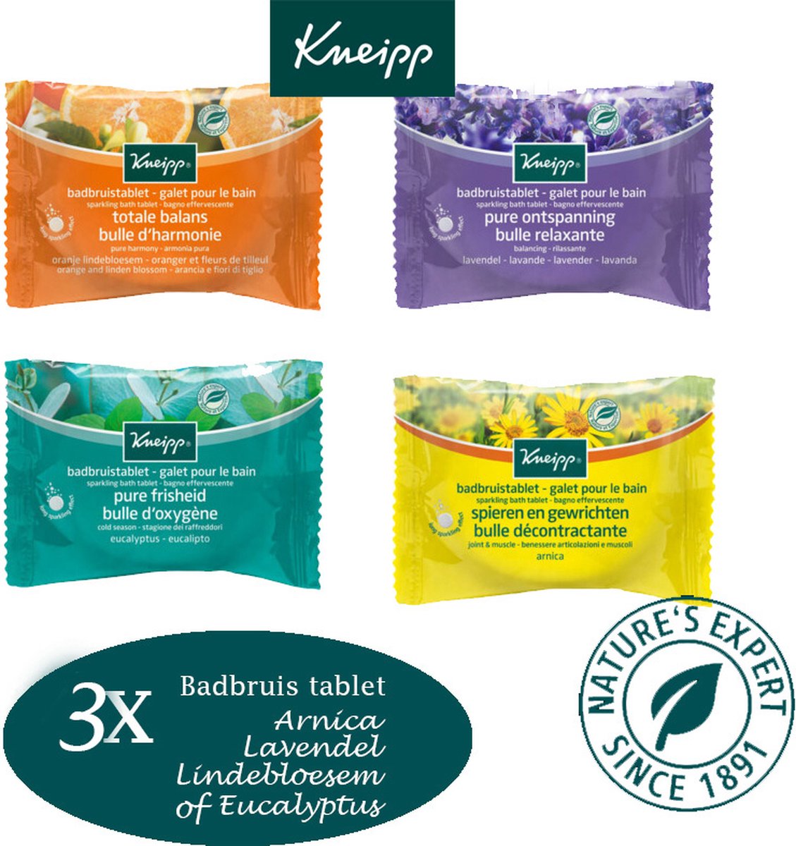 Goedkoopste Kneipp badbruistabletten- 3x 80 gram keuze wordt gemaakt uit Lindebloesem, eucalyptus, Lavendel, sparkeling, sinasappel/lindebloesem