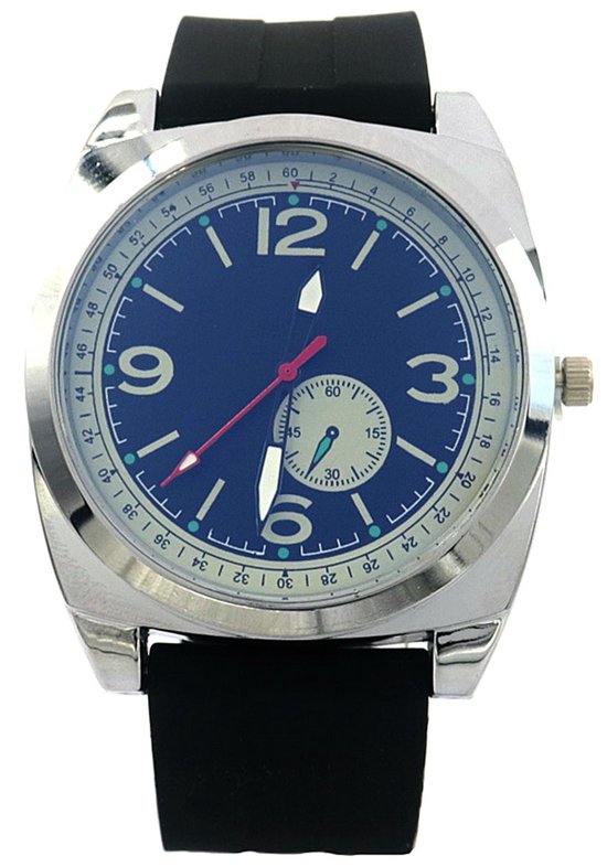Horloge - Kast 40 mm - Metaal en Rubber - Zilverkleurig