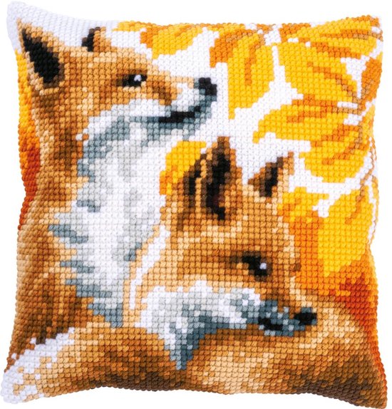 VERVACO Borduurpakket Kussen Kruissteek MODERNE KAT Voorbedrukt Handwerkpakket voor Sierkussen 40 x 40 cm Zelf Maken Knutselen voor Volwassenen Woondecoratie DIY Cross Stitch Kit