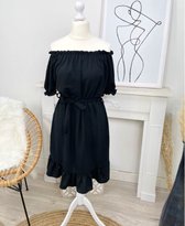 Exclusieve speelse jurk - zwart - one size (38-44)