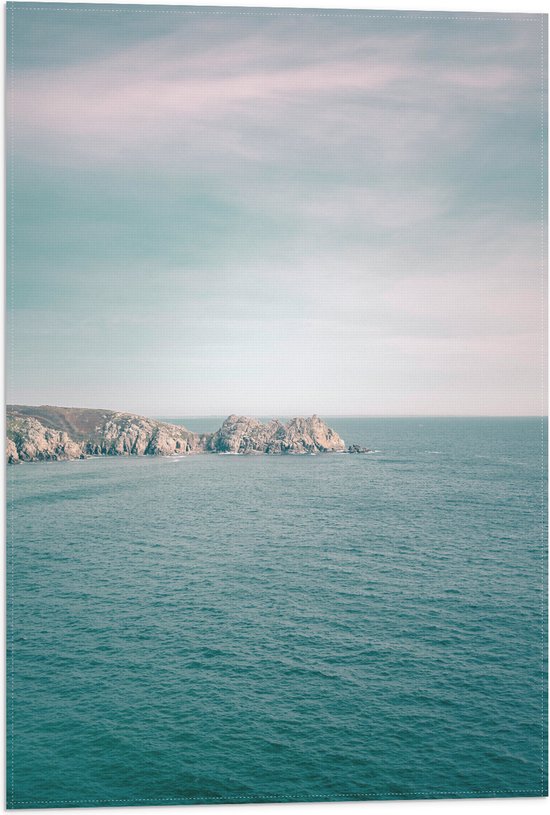 Vlag - Oceaan - Zee - Rots - Stenen - Water - 40x60 cm Foto op Polyester Vlag