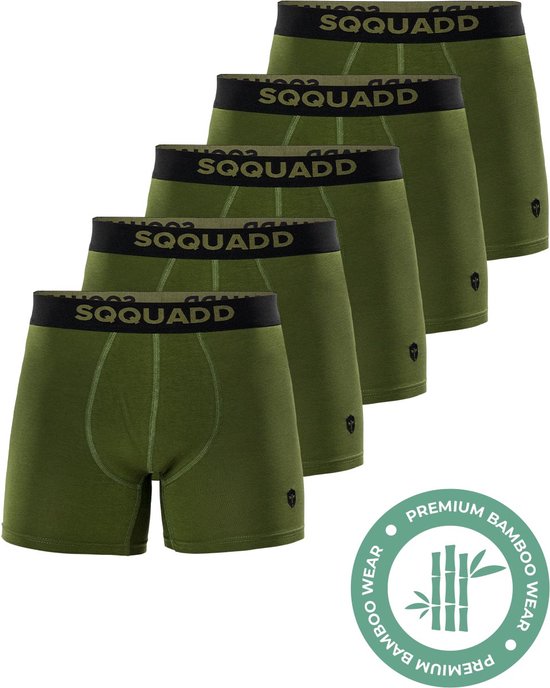 SQQUADD® Bamboe Ondergoed Heren - 5-pack Boxershorts - Maat XL - Comfort en Kwaliteit - Voor Mannen - Bamboo - Groen