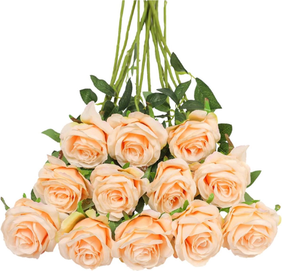 ROSIFY Kunstbloemen Nepbloemen - Kunstrozen - Zijden Bloemen - Set van 10 Kunst Rozen - 50cm - Champagne Champagne 10 stuks