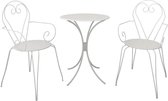 Romantisch smeedijzeren tuintafelset van 60 cm met 2 fauteuils - wit