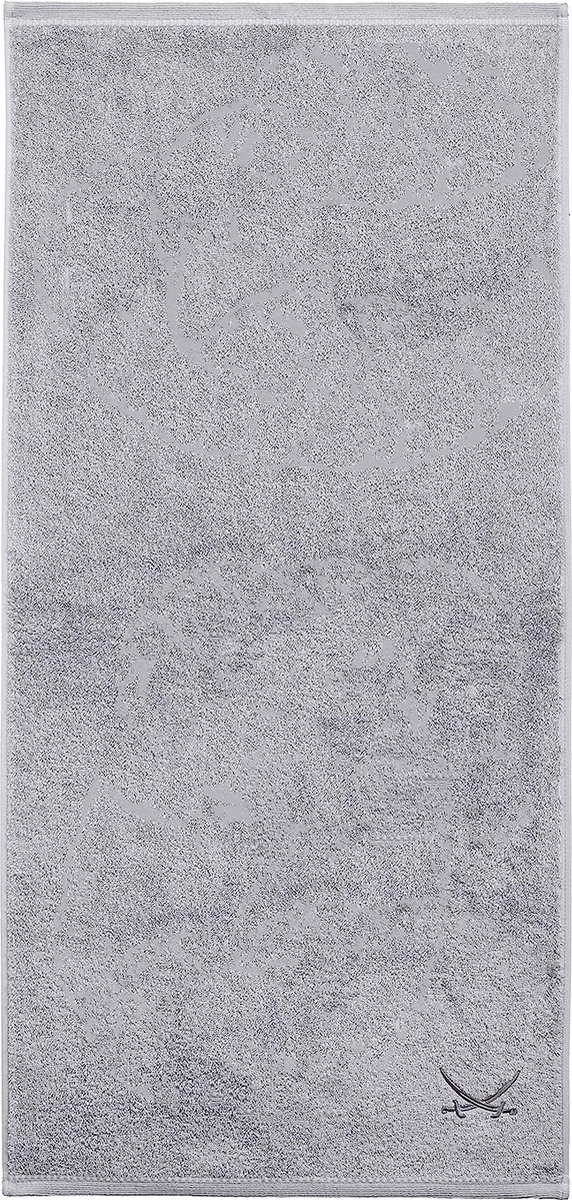 Douchehanddoek 70x140 cm 100% katoen met geborduurd sabellogo badhanddoek handdoek zilver enkel - Sansibar