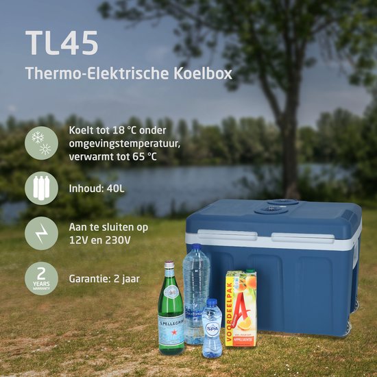 Travellife TL45 Thermo-Elektrische Koelbox - 40L - AC/DC - 12V/230V - Blauw - Travellife
