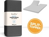Hoeslaken Loom One Splittopper - 100% Katoen jersey - 180x200 cm - épaisseur de matelas jusqu'à 12cm - 160 g/m² - Anthracite
