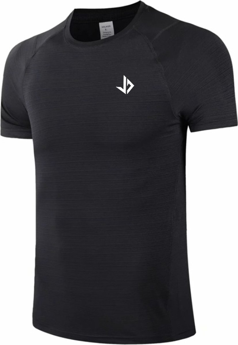 JUSS7 Sportswear - Sport Shirt Heren Zwart - Lichtgewicht, Ademend, en Comfortabel - S