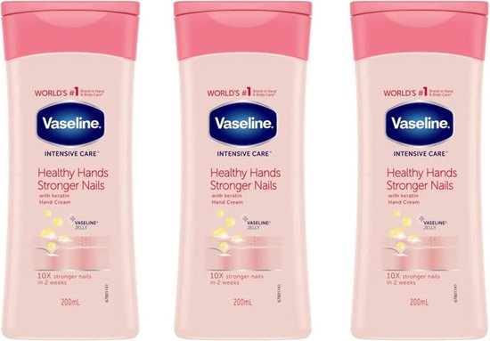 Vaseline Handcreme Healthy Hands & Stronger Nails - Flacon - Voordeelverpakking 3 x 200 ml