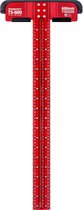Woodpeckers 600 mm T-Square rood, haakse T aanslag / winkelhaak / blokhaak metrisch met Rack-It