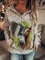 Hoodie merrie met veulen - paarden - 2XL - vest - sweater - outdoortrui - trui - oversized