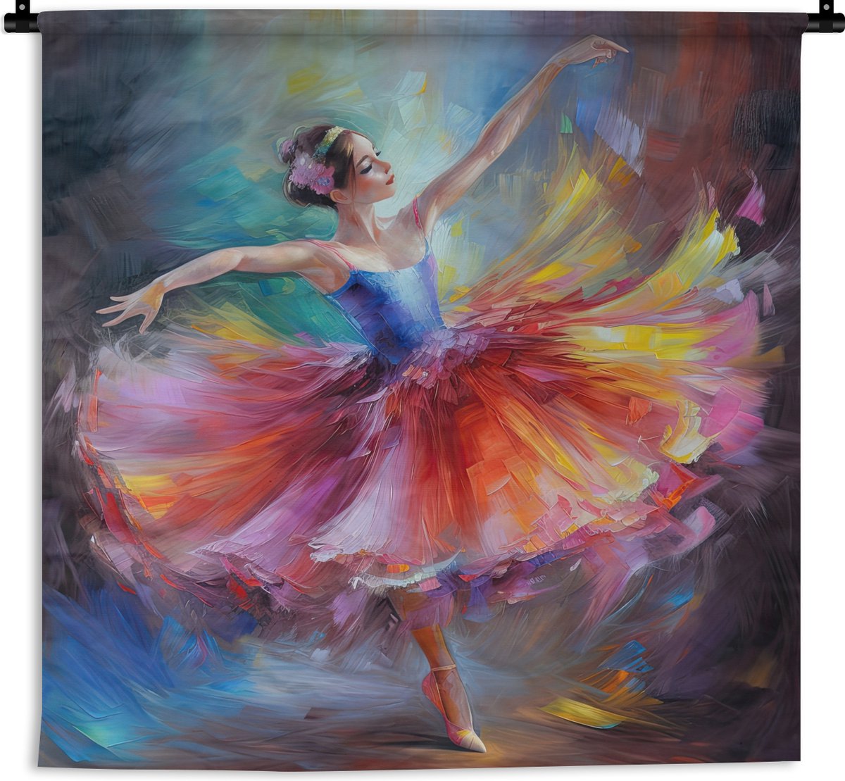 Wandkleed - Wanddoek - Schilderij - Olieverf - Dans - Ballerina - 180x180 cm - Wandtapijt