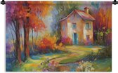 Wandkleed - Wanddoek - Landschap - Kleurrijk - Olieverf - Kunst - 150x100 cm - Wandtapijt