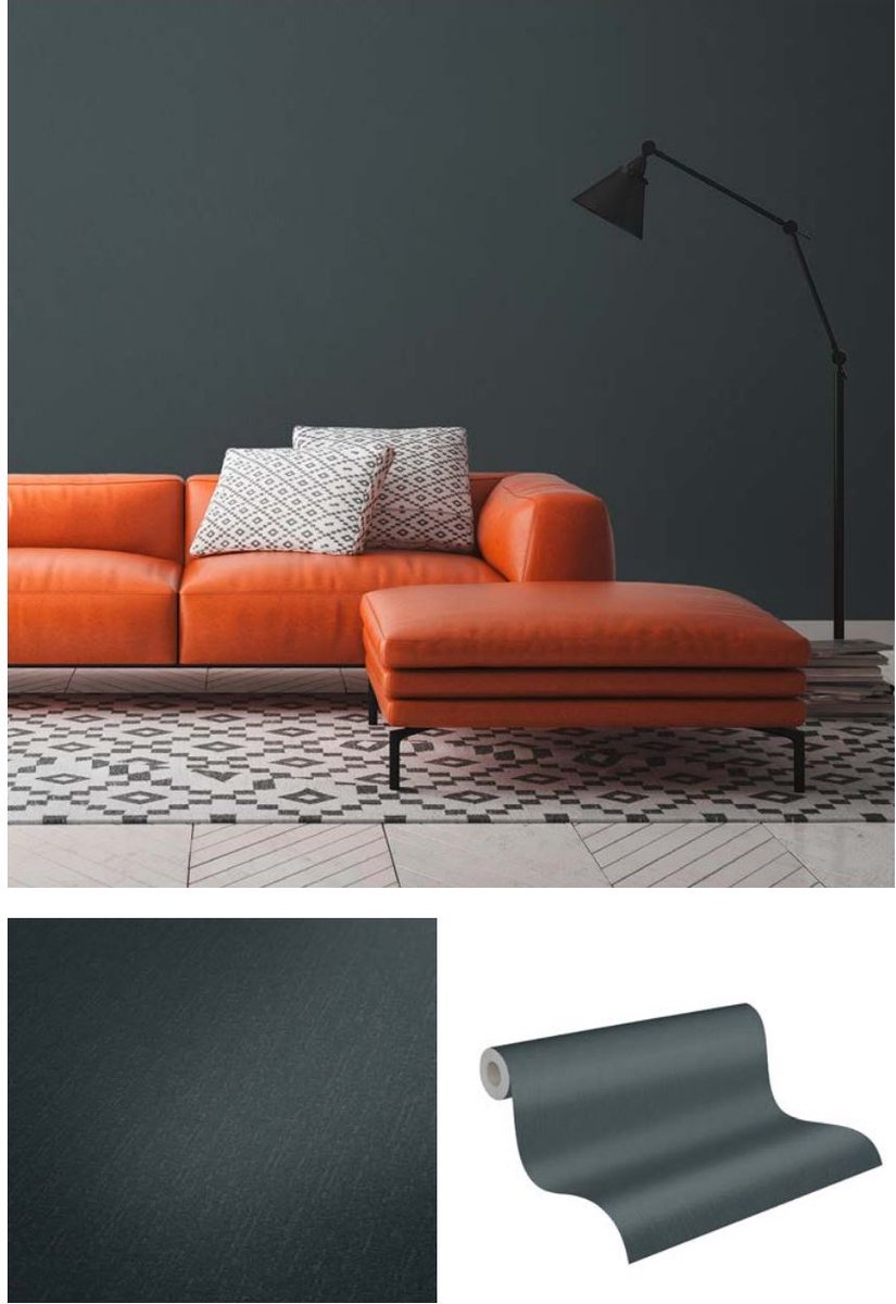 TEXTIELLOOK BEHANG | Glans en glinster - zwart - "Architects Paper" A.S. Création Villa