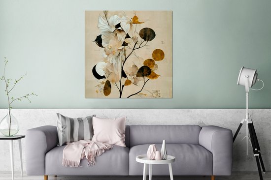 Décoration murale Métal - Peinture Aluminium Industriel - Fleurs - Feuilles - Arbre - Pastel - 90x90 cm - Dibond - Photo sur aluminium - Décoration murale industrielle - Pour le salon/chambre