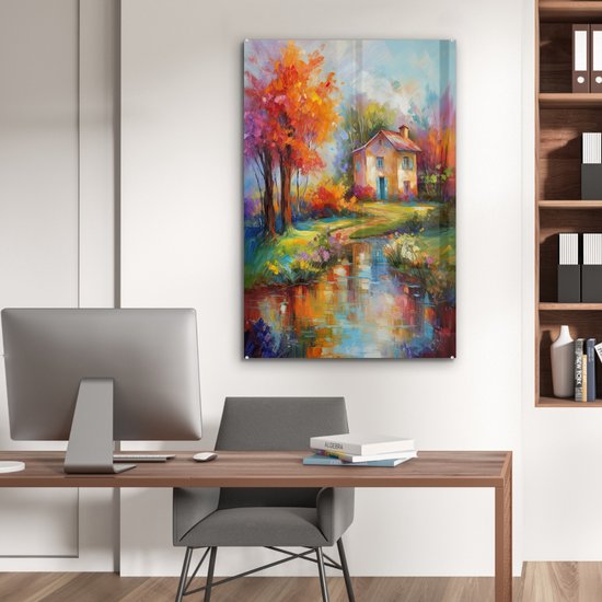 MuchoWow® Peinture sur Verre - Paysage - Coloré - Peinture à l'Huile - Art - 60x90 cm - Peintures sur Verre Acrylique - Photo sur Glas