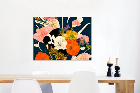 Décoration murale Métal - Aluminium Peinture Industriel - Fleurs - Vase - Tableau - Plantes - 80x60 cm - Dibond - Photo sur aluminium - Décoration murale industrielle - Pour le salon/chambre