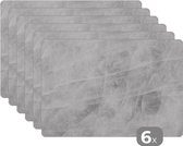 Placemat - Placemats kunststof - Marmer - Steen - Wit - Luxe - Marmerlook - 45x30 cm - 6 stuks - Hittebestendig - Anti-Slip - Onderlegger - Afneembaar