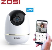 ZOSI Babyfoon – Full HD WiFi Camera – Met App – Op afstand bestuurbaar – 1290P – Automatisch Volgen – Geluid en Bewegingsdetectie – Audio & Video – Nachtvisie – Wit