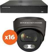 Beveiligingscamera 4K Ultra HD - Sony 8MP - Set 16x Dome - Zwart - Buiten & Binnen - Met Nachtzicht - Incl. Recorder & App