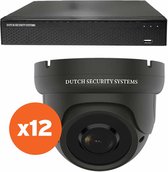 Camerabeveiliging 2K QHD - Sony 5MP - Set 12x Dome - Zwart - Buiten & Binnen - Met Nachtzicht - Incl. Recorder & App